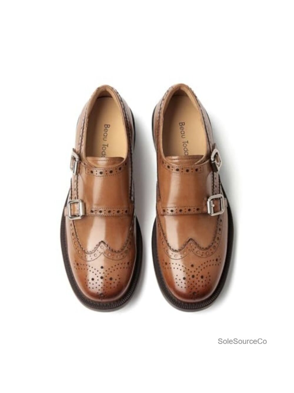 Monk Strap Loafers Cap Toe Business Casual Leather Shoes
